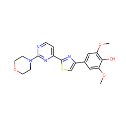 COc1cc(-c2csc(-c3ccnc(N4CCOCC4)n3)n2)cc(OC)c1O ZINC000045255376