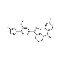 COc1cc(-c2n[nH]c3c2CCCN3[C@@H](C)c2ccc(F)cc2)ccc1-n1cnc(C)c1 ZINC000043205365