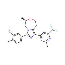 COc1cc(-c2nc(-c3cc(C)nc(C(F)F)c3)c3n2C[C@@H](C)OCC3)ccc1C ZINC001772635696