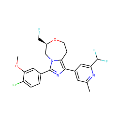 COc1cc(-c2nc(-c3cc(C)nc(C(F)F)c3)c3n2C[C@@H](CF)OCC3)ccc1Cl ZINC001772588135