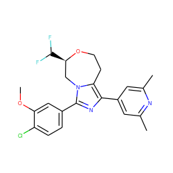 COc1cc(-c2nc(-c3cc(C)nc(C)c3)c3n2C[C@@H](C(F)F)OCC3)ccc1Cl ZINC001772605865