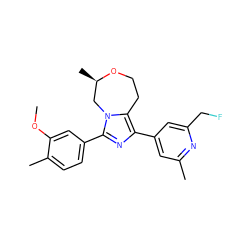 COc1cc(-c2nc(-c3cc(C)nc(CF)c3)c3n2C[C@@H](C)OCC3)ccc1C ZINC000222998023