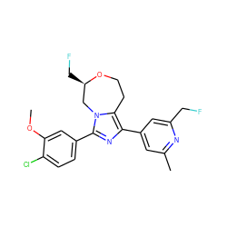 COc1cc(-c2nc(-c3cc(C)nc(CF)c3)c3n2C[C@@H](CF)OCC3)ccc1Cl ZINC001772621875