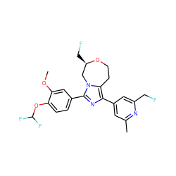 COc1cc(-c2nc(-c3cc(C)nc(CF)c3)c3n2C[C@@H](CF)OCC3)ccc1OC(F)F ZINC001772641097