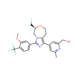 COc1cc(-c2nc(-c3cc(C)nc(CO)c3)c3n2C[C@@H](CF)OCC3)ccc1C(F)(F)F ZINC000221746487