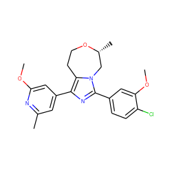 COc1cc(-c2nc(-c3ccc(Cl)c(OC)c3)n3c2CCO[C@H](C)C3)cc(C)n1 ZINC001772581010