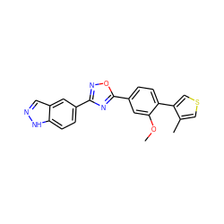 COc1cc(-c2nc(-c3ccc4[nH]ncc4c3)no2)ccc1-c1cscc1C ZINC000118859274