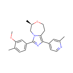 COc1cc(-c2nc(-c3ccnc(C)c3)c3n2C[C@@H](C)OCC3)ccc1C ZINC001772655018