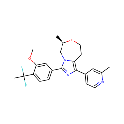 COc1cc(-c2nc(-c3ccnc(C)c3)c3n2C[C@@H](C)OCC3)ccc1C(C)(F)F ZINC001772623932