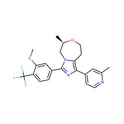 COc1cc(-c2nc(-c3ccnc(C)c3)c3n2C[C@@H](C)OCC3)ccc1C(F)(F)F ZINC000221365147