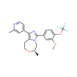 COc1cc(-c2nc(-c3ccnc(C)c3)c3n2C[C@@H](C)OCC3)ccc1OC(F)(F)F ZINC000220996275