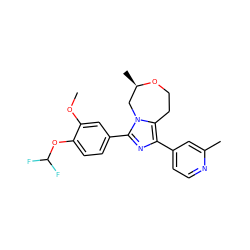 COc1cc(-c2nc(-c3ccnc(C)c3)c3n2C[C@@H](C)OCC3)ccc1OC(F)F ZINC001772644504