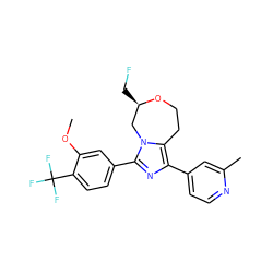 COc1cc(-c2nc(-c3ccnc(C)c3)c3n2C[C@@H](CF)OCC3)ccc1C(F)(F)F ZINC000221022787