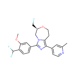 COc1cc(-c2nc(-c3ccnc(C)c3)c3n2C[C@@H](CF)OCC3)ccc1C(F)F ZINC001772579554