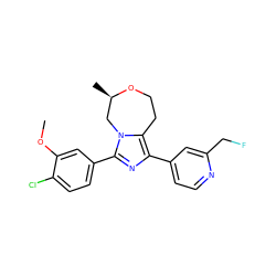 COc1cc(-c2nc(-c3ccnc(CF)c3)c3n2C[C@@H](C)OCC3)ccc1Cl ZINC000221761050