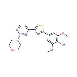 COc1cc(-c2nc(-c3ccnc(N4CCOCC4)n3)cs2)cc(OC)c1O ZINC000045318673