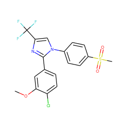 COc1cc(-c2nc(C(F)(F)F)cn2-c2ccc(S(C)(=O)=O)cc2)ccc1Cl ZINC000003814603