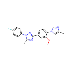 COc1cc(-c2nc(C)n(-c3ccc(F)cc3)n2)ccc1-n1cnc(C)c1 ZINC000096911123