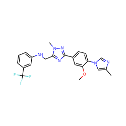 COc1cc(-c2nc(CNc3cccc(C(F)(F)F)c3)n(C)n2)ccc1-n1cnc(C)c1 ZINC000114919020