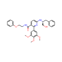 COc1cc(-c2nc(N[C@H](CO)Cc3ccccc3)ccc2C(=O)NCCOc2ccccc2)cc(OC)c1OC ZINC000043064519