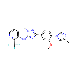 COc1cc(-c2nc(Nc3cccnc3C(F)(F)F)n(C)n2)ccc1-n1cnc(C)c1 ZINC000142200953