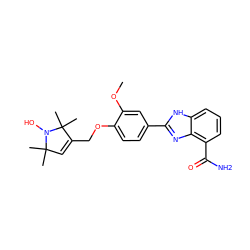 COc1cc(-c2nc3c(C(N)=O)cccc3[nH]2)ccc1OCC1=CC(C)(C)N(O)C1(C)C ZINC000040393477