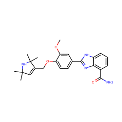 COc1cc(-c2nc3c(C(N)=O)cccc3[nH]2)ccc1OCC1=CC(C)(C)NC1(C)C ZINC000034046627