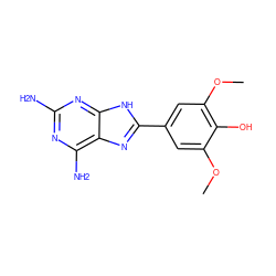 COc1cc(-c2nc3c(N)nc(N)nc3[nH]2)cc(OC)c1O ZINC000005888631