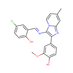 COc1cc(-c2nc3cc(C)ccn3c2/N=C/c2cc(Cl)ccc2O)ccc1O ZINC000005125930