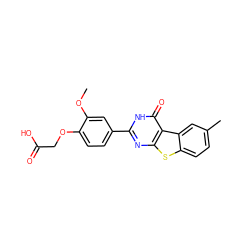 COc1cc(-c2nc3sc4ccc(C)cc4c3c(=O)[nH]2)ccc1OCC(=O)O ZINC000045365773