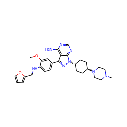 COc1cc(-c2nn([C@H]3CC[C@H](N4CCN(C)CC4)CC3)c3ncnc(N)c23)ccc1NCc1ccco1 ZINC000261170051
