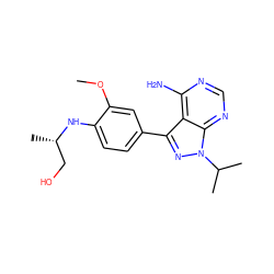 COc1cc(-c2nn(C(C)C)c3ncnc(N)c23)ccc1N[C@@H](C)CO ZINC000008581990