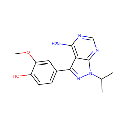 COc1cc(-c2nn(C(C)C)c3ncnc(N)c23)ccc1O ZINC000008581954