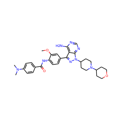 COc1cc(-c2nn(C3CCN(C4CCOCC4)CC3)c3ncnc(N)c23)ccc1NC(=O)c1ccc(N(C)C)cc1 ZINC000028565034