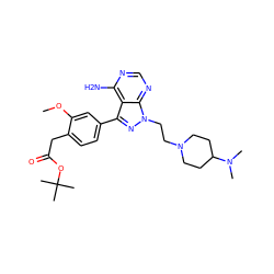 COc1cc(-c2nn(CCN3CCC(N(C)C)CC3)c3ncnc(N)c23)ccc1CC(=O)OC(C)(C)C ZINC000653871491