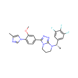 COc1cc(-c2nnc3n2CCCN3[C@@H](C)c2cc(F)c(F)c(F)c2)ccc1-n1cnc(C)c1 ZINC000066103792