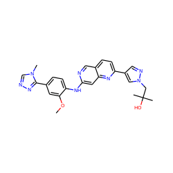 COc1cc(-c2nncn2C)ccc1Nc1cc2nc(-c3cnn(CC(C)(C)O)c3)ccc2cn1 ZINC000207723092