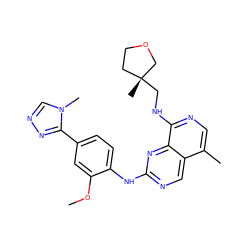 COc1cc(-c2nncn2C)ccc1Nc1ncc2c(C)cnc(NC[C@]3(C)CCOC3)c2n1 ZINC000223686275