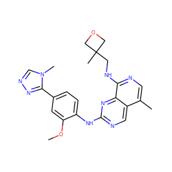 COc1cc(-c2nncn2C)ccc1Nc1ncc2c(C)cnc(NCC3(C)COC3)c2n1 ZINC000223711628