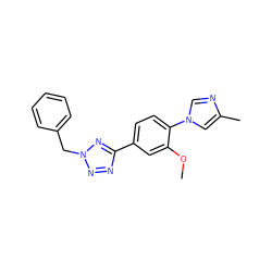 COc1cc(-c2nnn(Cc3ccccc3)n2)ccc1-n1cnc(C)c1 ZINC000072113672