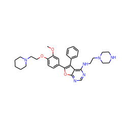 COc1cc(-c2oc3ncnc(NCCN4CCNCC4)c3c2-c2ccccc2)ccc1OCCN1CCCCC1 ZINC000028879321