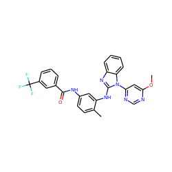 COc1cc(-n2c(Nc3cc(NC(=O)c4cccc(C(F)(F)F)c4)ccc3C)nc3ccccc32)ncn1 ZINC000034802758