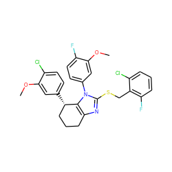 COc1cc(-n2c(SCc3c(F)cccc3Cl)nc3c2[C@@H](c2ccc(Cl)c(OC)c2)CCC3)ccc1F ZINC001772594353