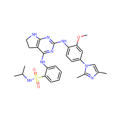 COc1cc(-n2cc(C)nc2C)ccc1Nc1nc2c(c(Nc3ccccc3S(=O)(=O)NC(C)C)n1)CCN2 ZINC000221700009