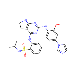 COc1cc(-n2ccnc2)ccc1Nc1nc2c(c(Nc3ccccc3S(=O)(=O)NC(C)C)n1)CCN2 ZINC000221716847