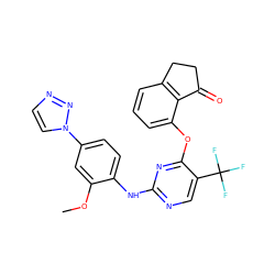 COc1cc(-n2ccnn2)ccc1Nc1ncc(C(F)(F)F)c(Oc2cccc3c2C(=O)CC3)n1 ZINC000145964474