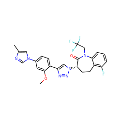 COc1cc(-n2cnc(C)c2)ccc1-c1cn([C@H]2CCc3c(F)cccc3N(CC(F)(F)F)C2=O)nn1 ZINC000145652026