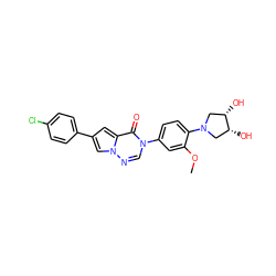 COc1cc(-n2cnn3cc(-c4ccc(Cl)cc4)cc3c2=O)ccc1N1C[C@H](O)[C@H](O)C1 ZINC000118634764