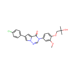 COc1cc(-n2cnn3cc(-c4ccc(Cl)cc4)cc3c2=O)ccc1OCC(C)(C)O ZINC000140541837