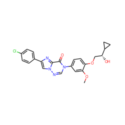 COc1cc(-n2cnn3cc(-c4ccc(Cl)cc4)nc3c2=O)ccc1OC[C@@H](O)C1CC1 ZINC000118251914